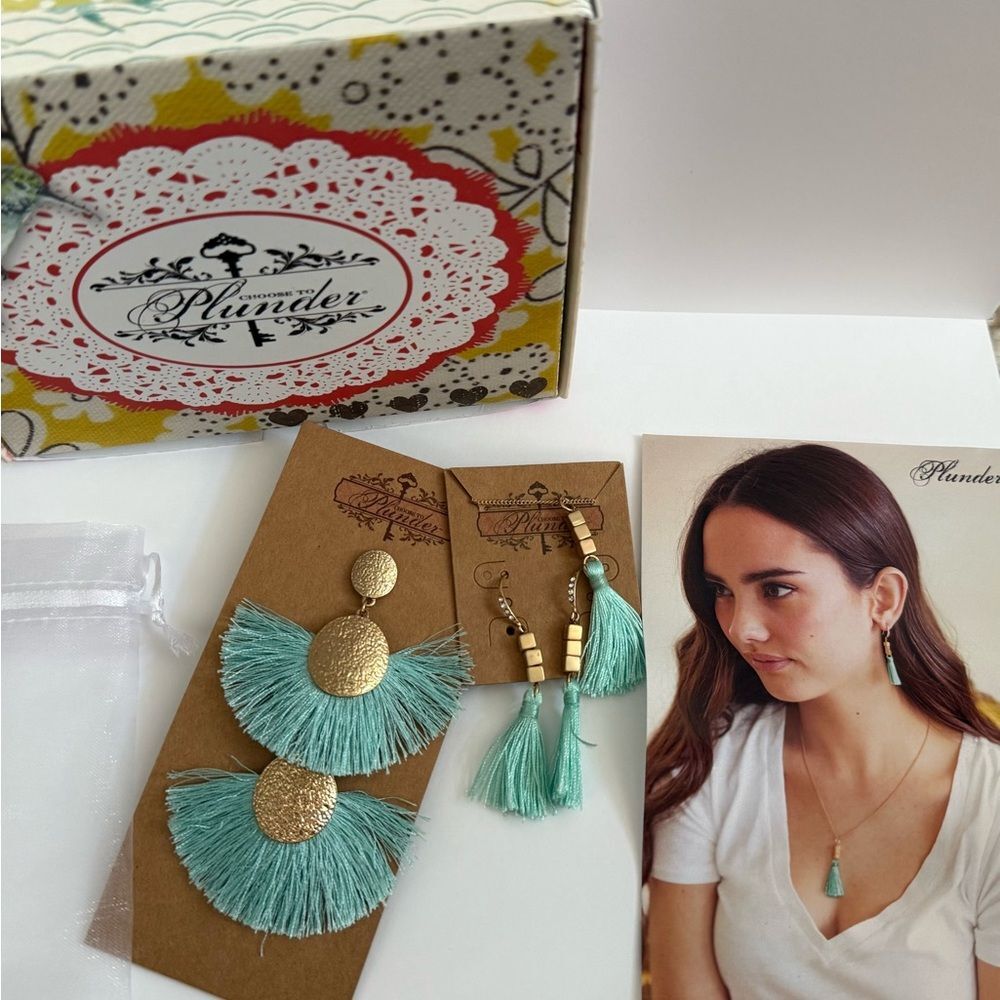 Plunder Gold and Green Statement Earrings March Plunder Posse